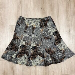 Emma James Woman Reversible Midi Skirt 16W Black Brown Sage Patchwork Geometric